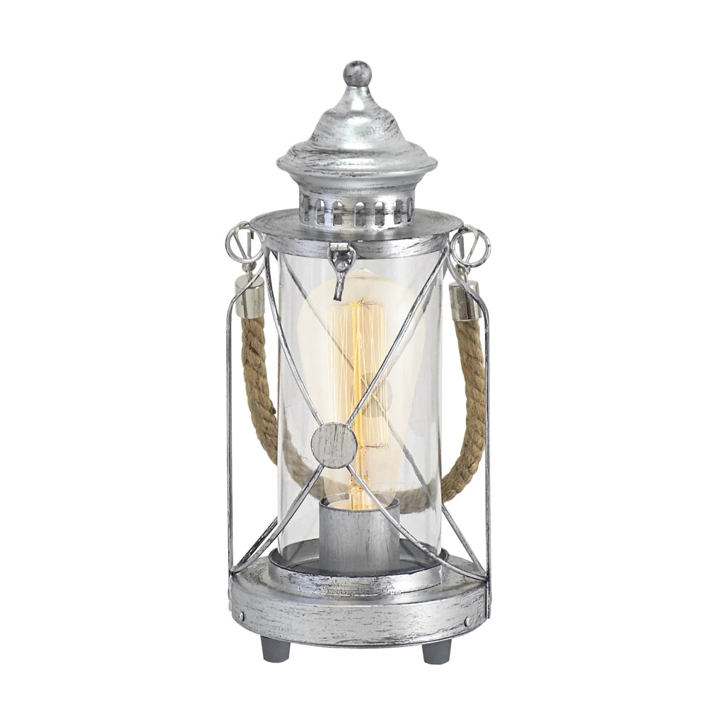 Lampada Da Tavolo Vintage Bradford Acciaio Argento Argento Antico 1 Luce E27