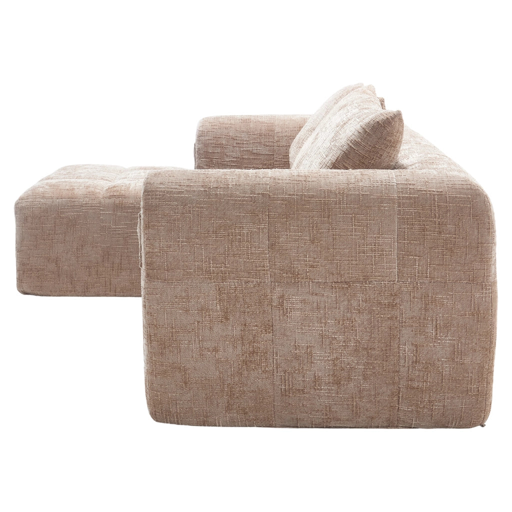 DIVANO SEZIONALE 250x158x60 cm Chenille Cachi con 3 Cuscini