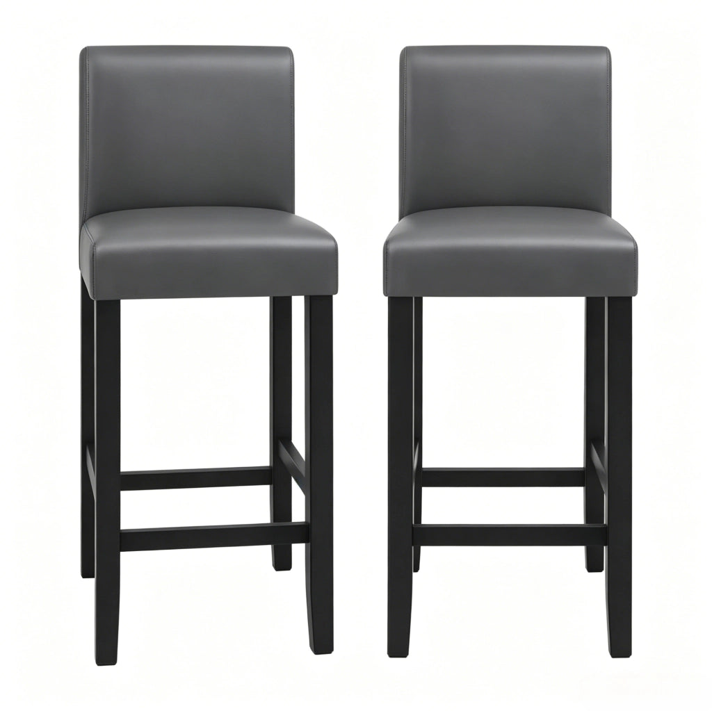 Set di 2 sgabelli da bar con schienale nero e grigio 41 x 43 x 110 cm