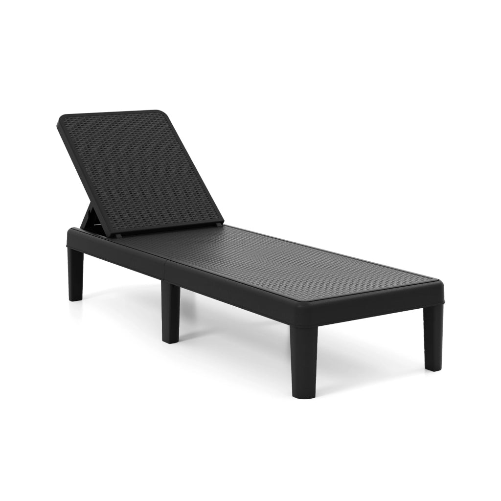 Lettino prendisole da giardino con schienale inclinabile a 4 livelli in pp rattan, Sdraio resistente alle intemperie portata 150 kg Nero