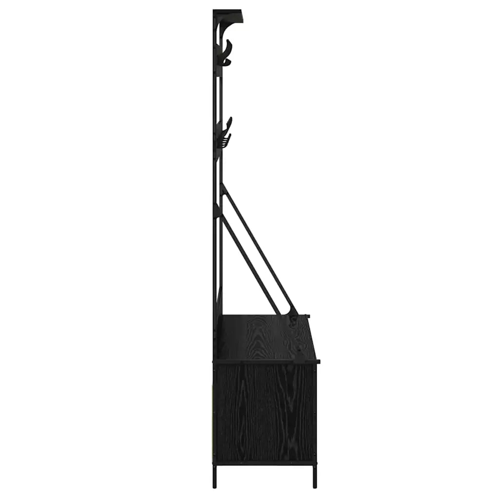 Stendibiancheria con lo scaffale Rovere Nero 100 x 41 x 184 cm 882891