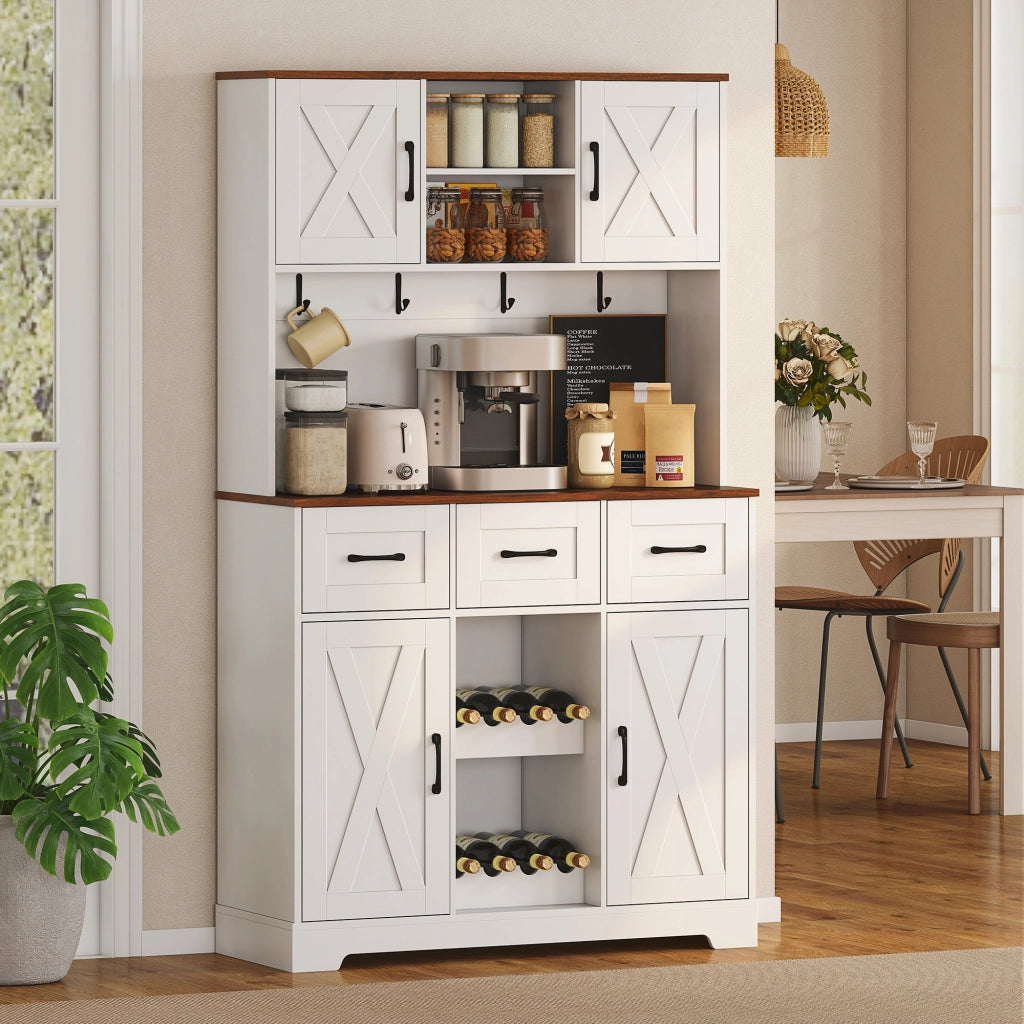 Armadio Cucina con Porte e Cassetti ¨C zephmum ¨C Bianco 100x38x172 cm