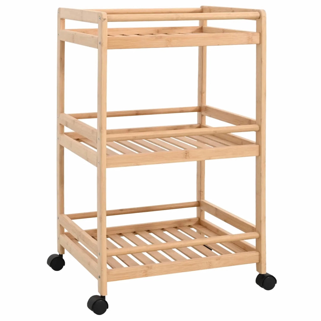 Carrello da Cucina con Ruote Naturale 46 x 38 x 76 cm Bambù