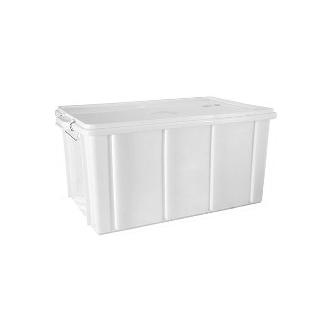 Giganplast GPS455410 Box Cassetta con Coperchio in Plastica Alimentare 60 Litri Ganci Zincati colore Bianco