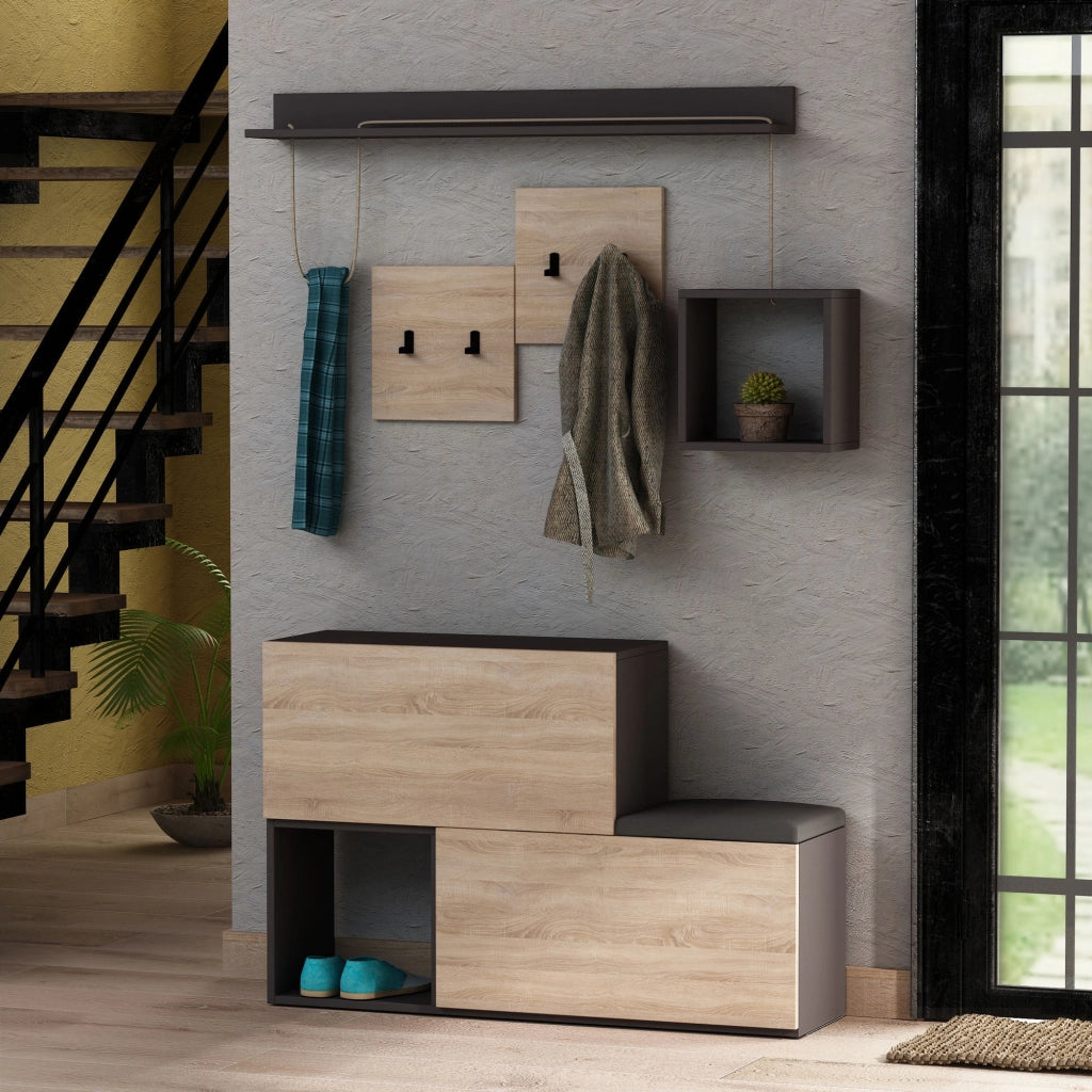 Mobile da corridoio in legno "Holdon" - 120 x 32 x 78 cm - Grigio antracite