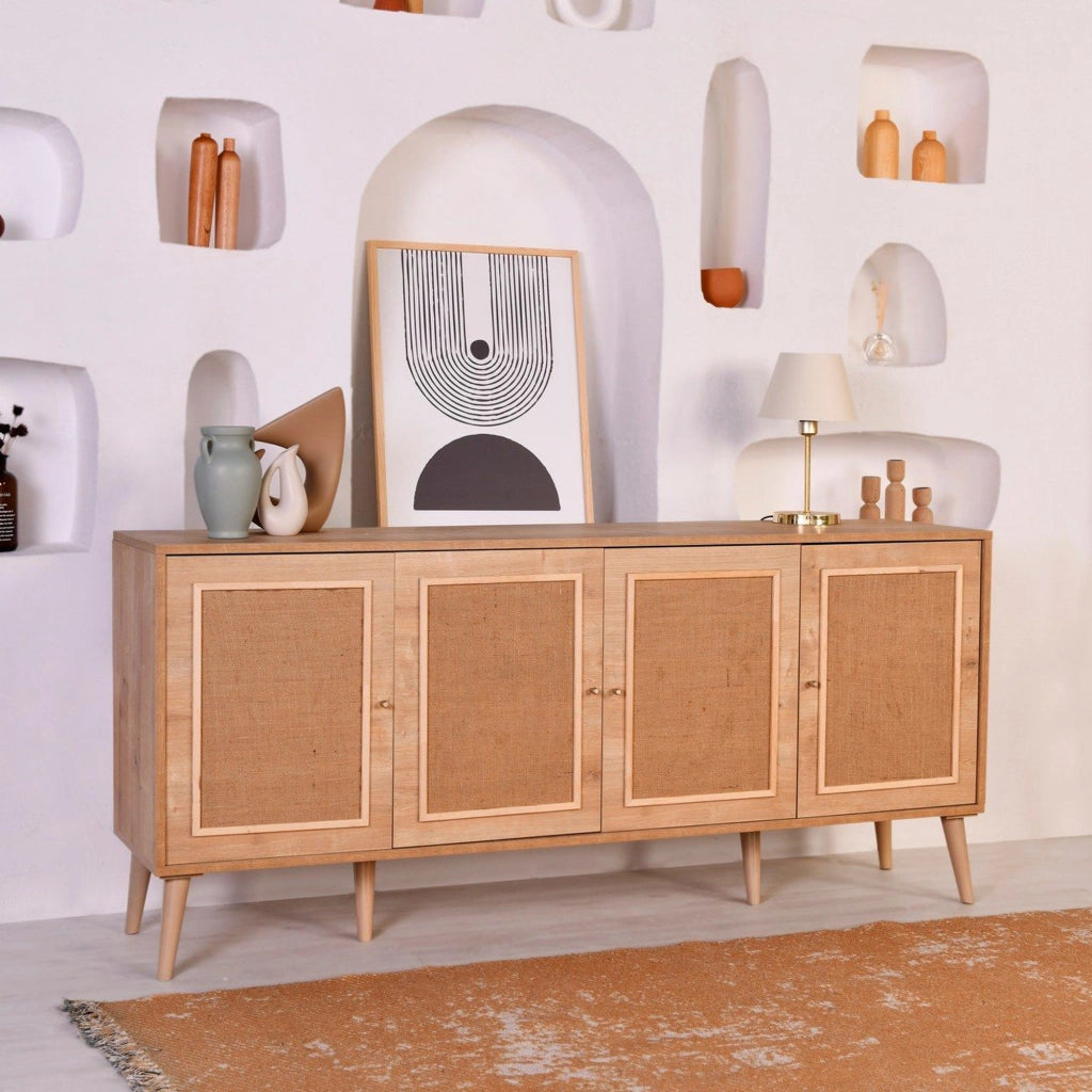 Madia Mascali, Credenza Apertura Battente, 180x41x81h cm Marrone Rovere