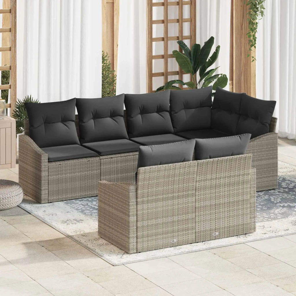 Set Divano da Giardino 7 pcs Grigio chiaro polyrattan 3355431