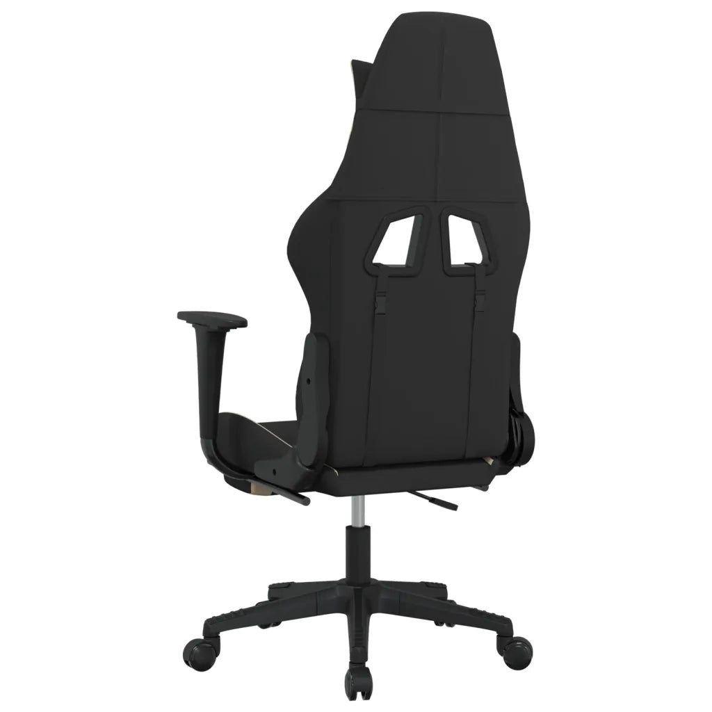Sedia da Gaming con Poggiapiedi Nero e Crema in Tessuto cod mxl 69548