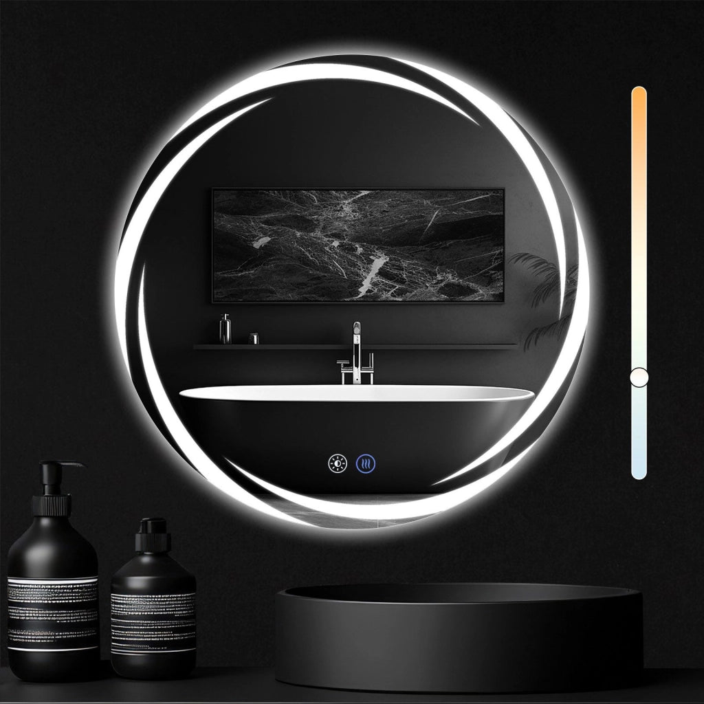 ZMH Specchio da bagno con illuminazione Specchio da bagno moderno rotondo IP44 con funzione touch