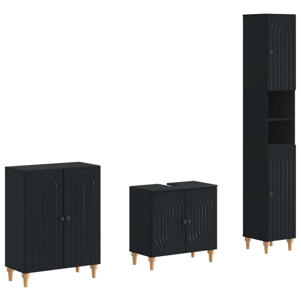 Set di armadietti da bagno in 3 pezzi ALKMAAR Nero 3417424