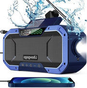 Radio a batteria - Energia solare - Ricevitore FM/AM portatile - Radio a manubrio - Torcia LED con lettore - Batteria ricaricabile - Resistente all'acqua IPX5 - Camping all'aperto - Radio a dinamo