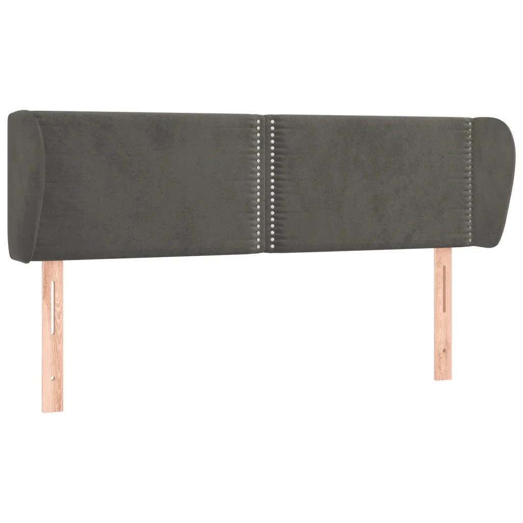 Testiera ad Orecchio-Testata con Orecchie Grigio Scuro 147x23x78/88 cm in Velluto 422930