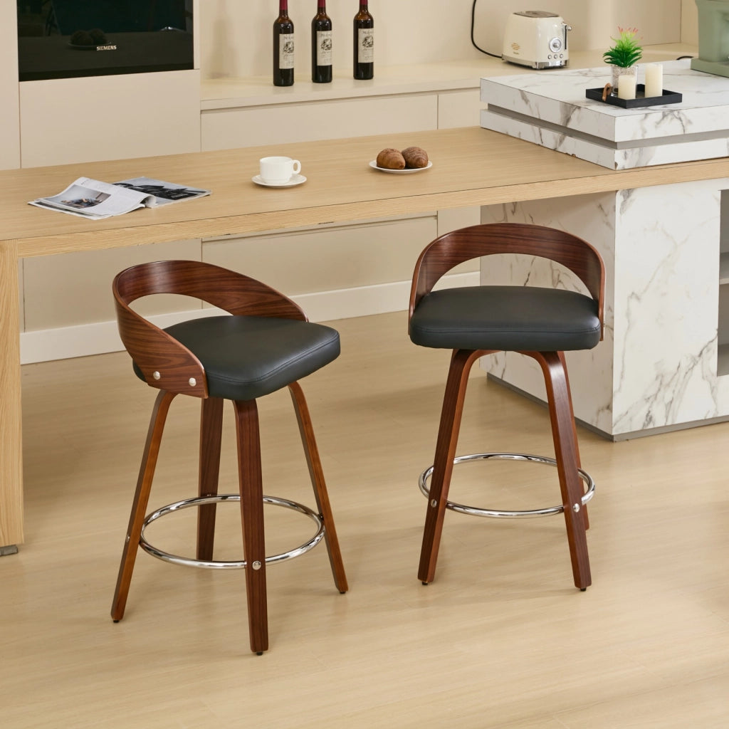 Sgabelli da Bar Set 2 Pezzi Girevoli con Seduta Imbottita ¨C Xylo ¨C Legno Nero 63cm