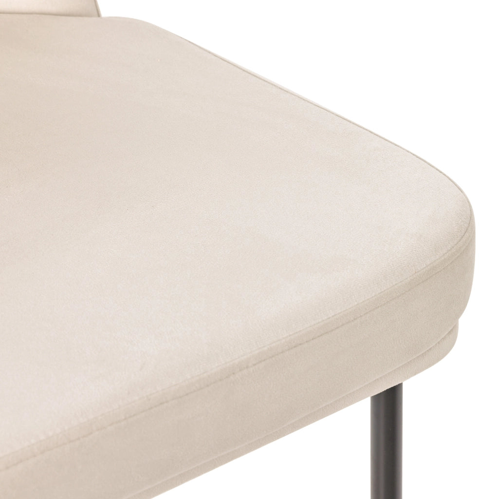 Set di 4 sedie da pranzo in velluto beige con struttura nera