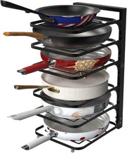 Pannello 6-foglie regolabile - Organizzatore per pentole - Organizzatore per coperchi - Fermo in metallo - Spazievitore - Organizzatore per pentole