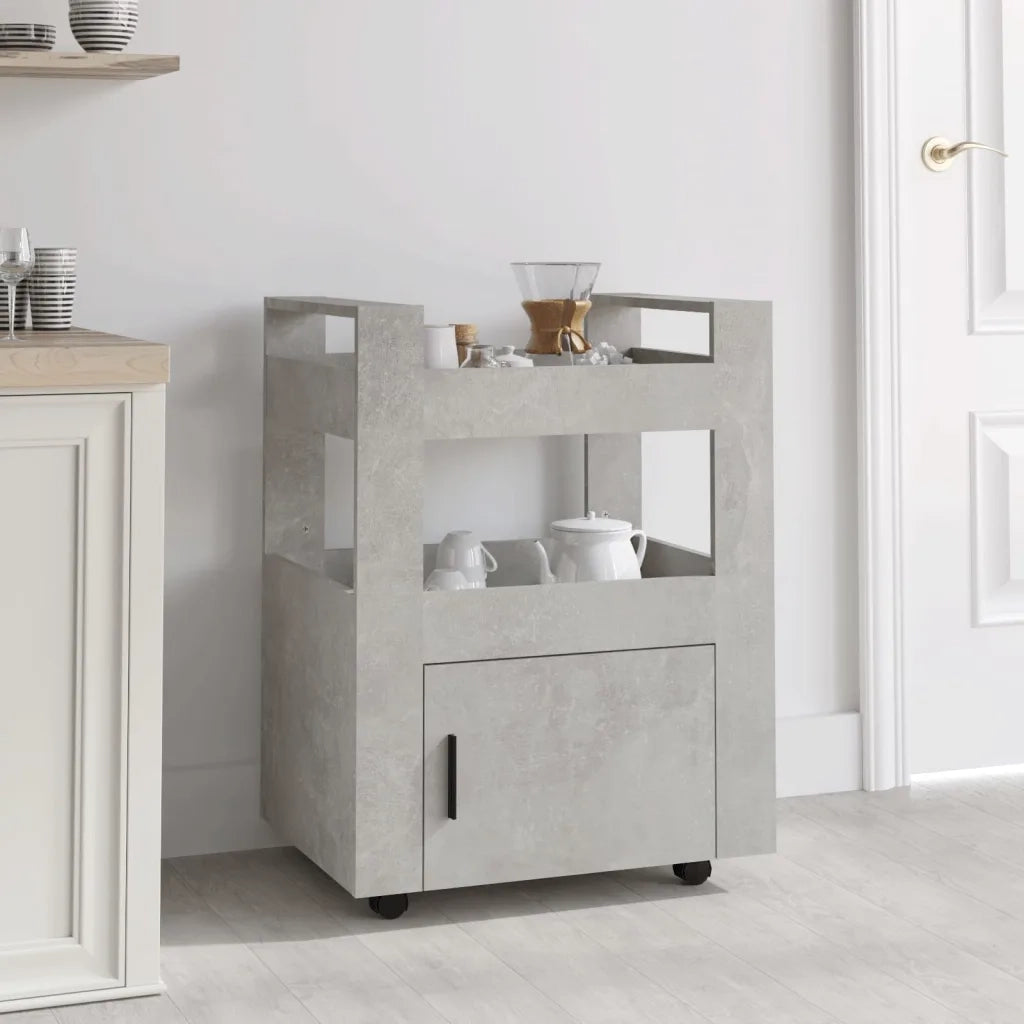 Carrello da Cucina Grigio cemento 60x45x80 cm Legno Multistrato cod mxl 69933