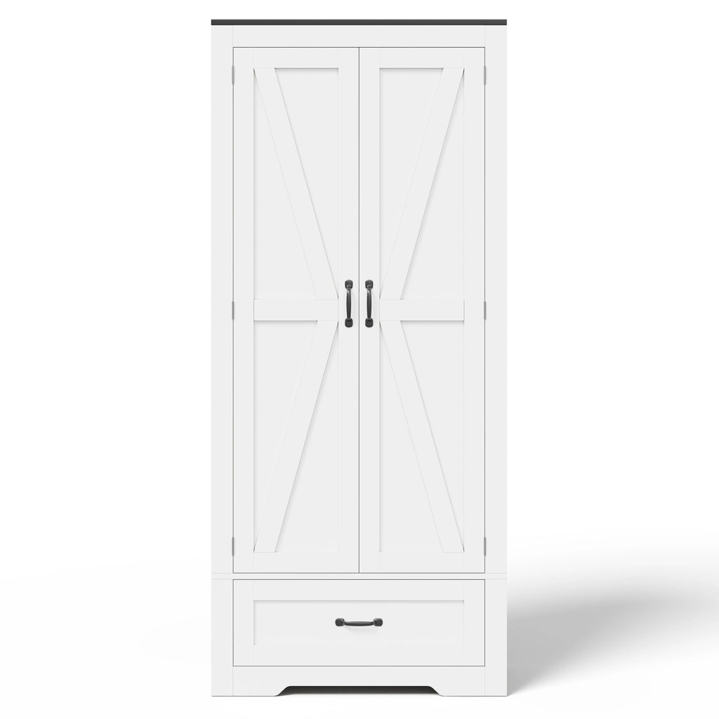 Armadio da cucina 80x35x183 cm con 2 ante e cassetto in MDF bianco