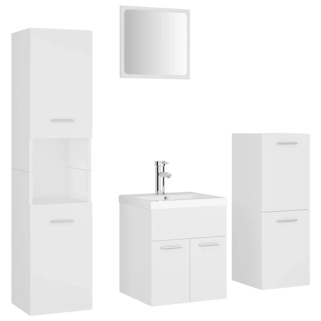 Set Mobili da Bagno | Armadio da bagno Bianco in Legno Multistrato