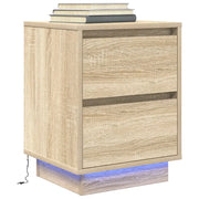vidaXL Comodino con Luci LED Rovere Sonoma 38x34x50 cm