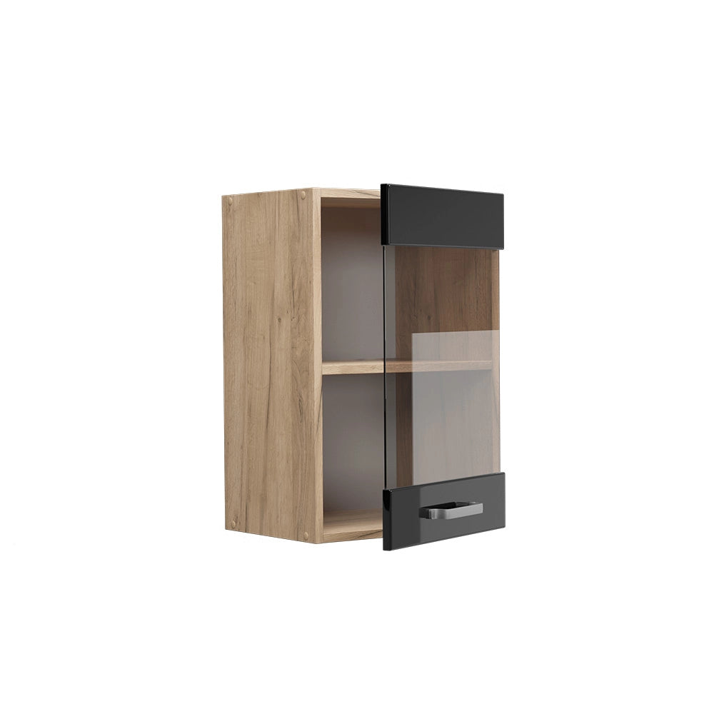 Vicco Mobile da cucina in vetro Nero lucido 40 cm