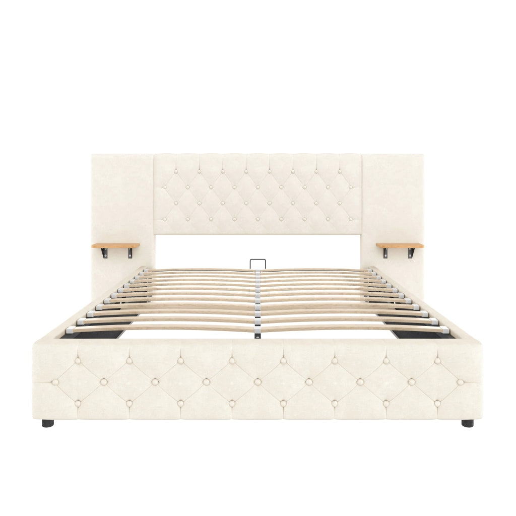 Letto Contenitore con Testiera LED, USB e Sollevamento Idraulico ¨C MINIMAL ¨C 160x200