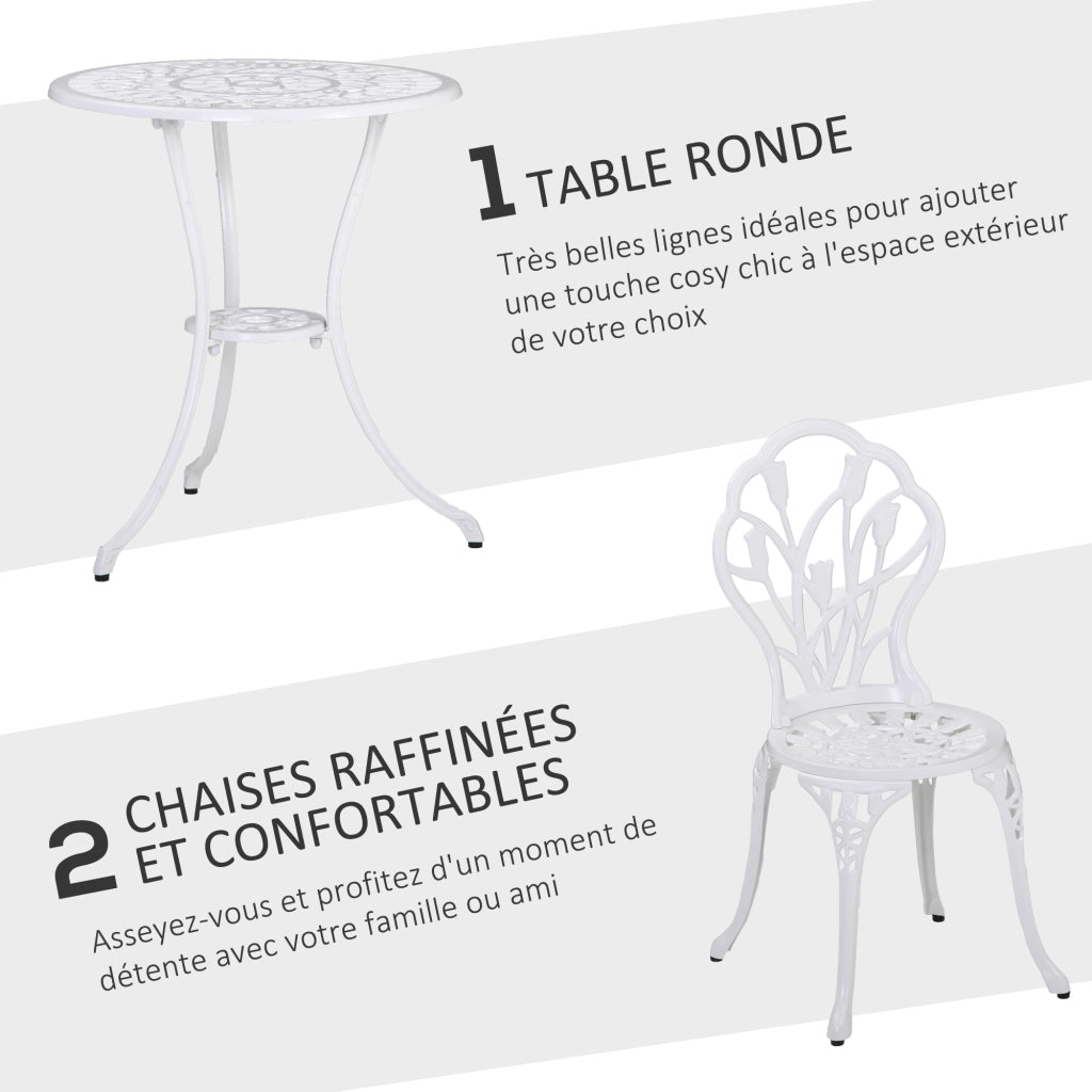 Set Giardino 2 Posti ¨C zephmum ¨C Divano 2 Sedie Tavolino Rotondo in Alluminio Bianco