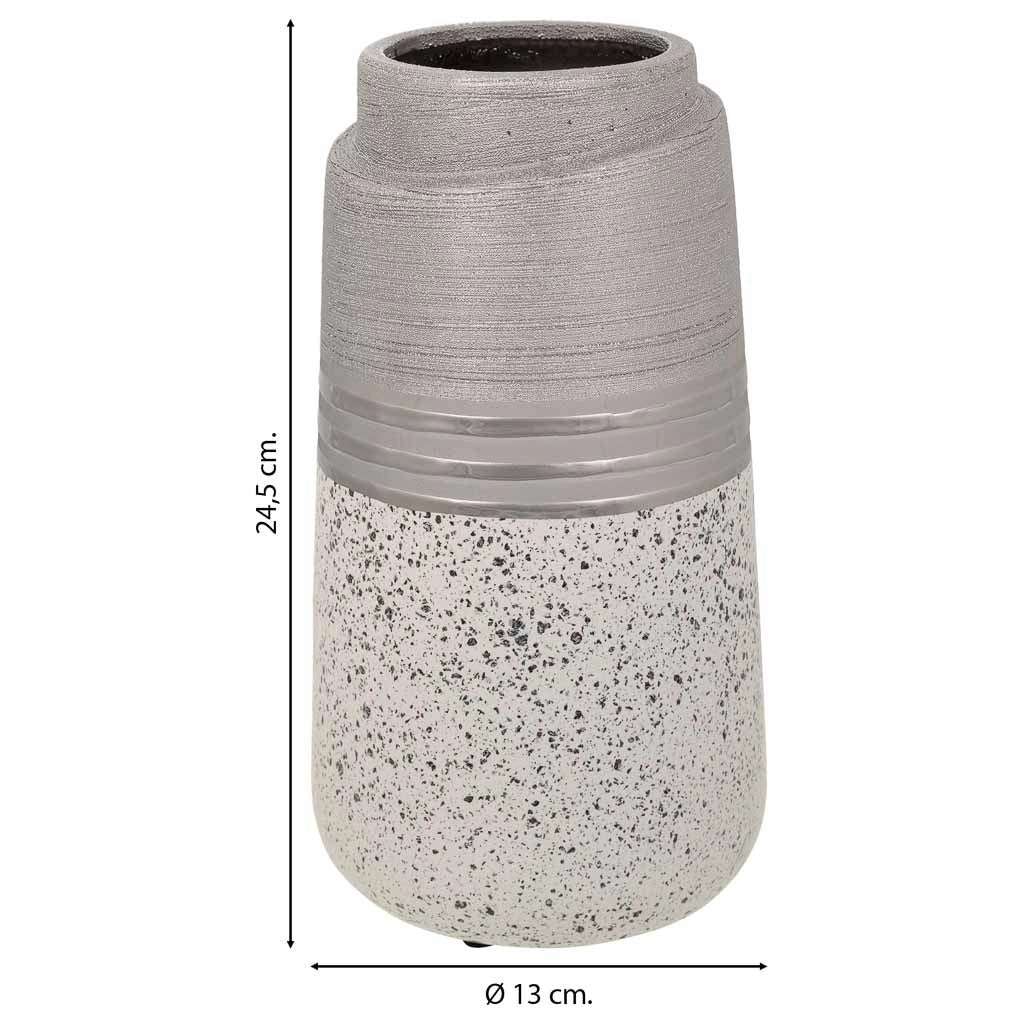 Vaso in ceramica argento 13x13x24,5h