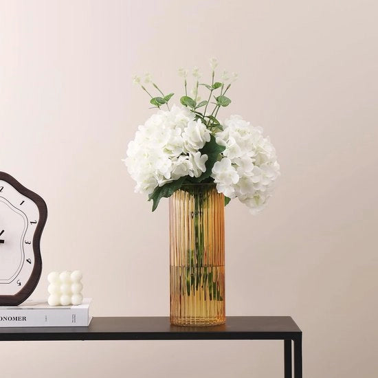Vaso a forma cilindrica in vetro per fiori, con decorazione a rilievo, vaso a cannello per decorazione, vaso alto in vetro per sala da pranzo, camera da letto, ufficio, 25 cm