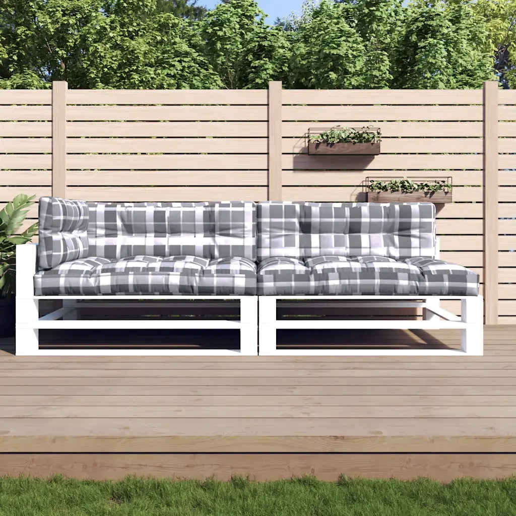 Cuscini per Pallet 5 pz Grigi a Quadri in Tessuto 314587