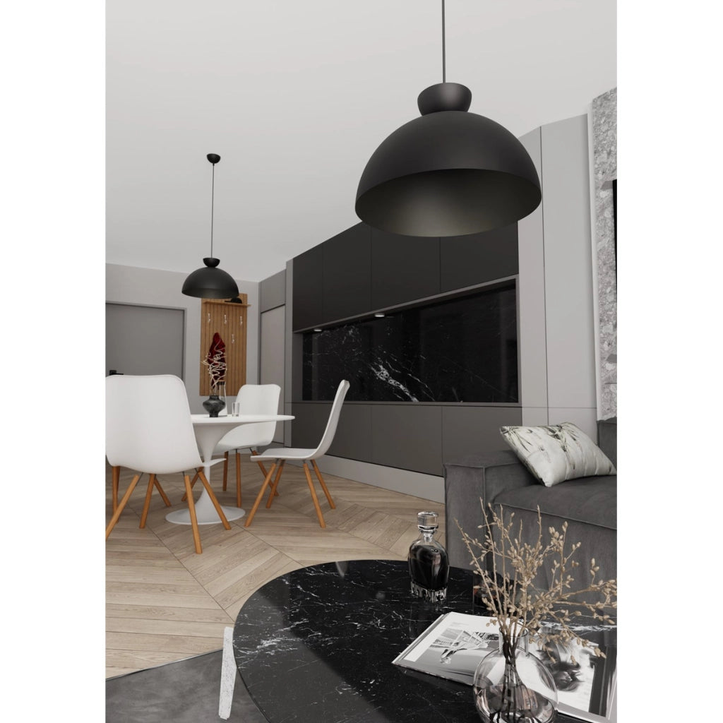 Lampada a sospensione Lunaro in acciaio nero opaco