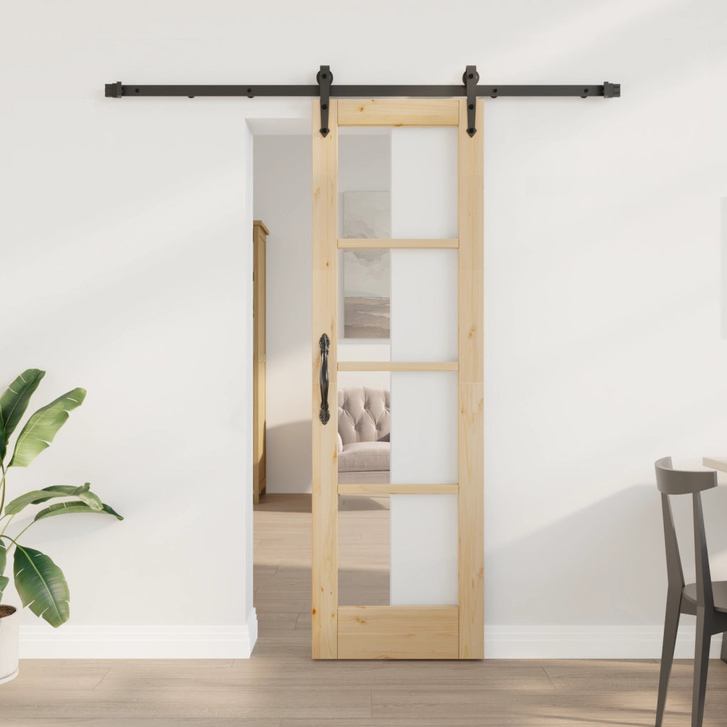 Porta scorrevole  con set di attrezzature 61x198.5 cm in legno massello di pino