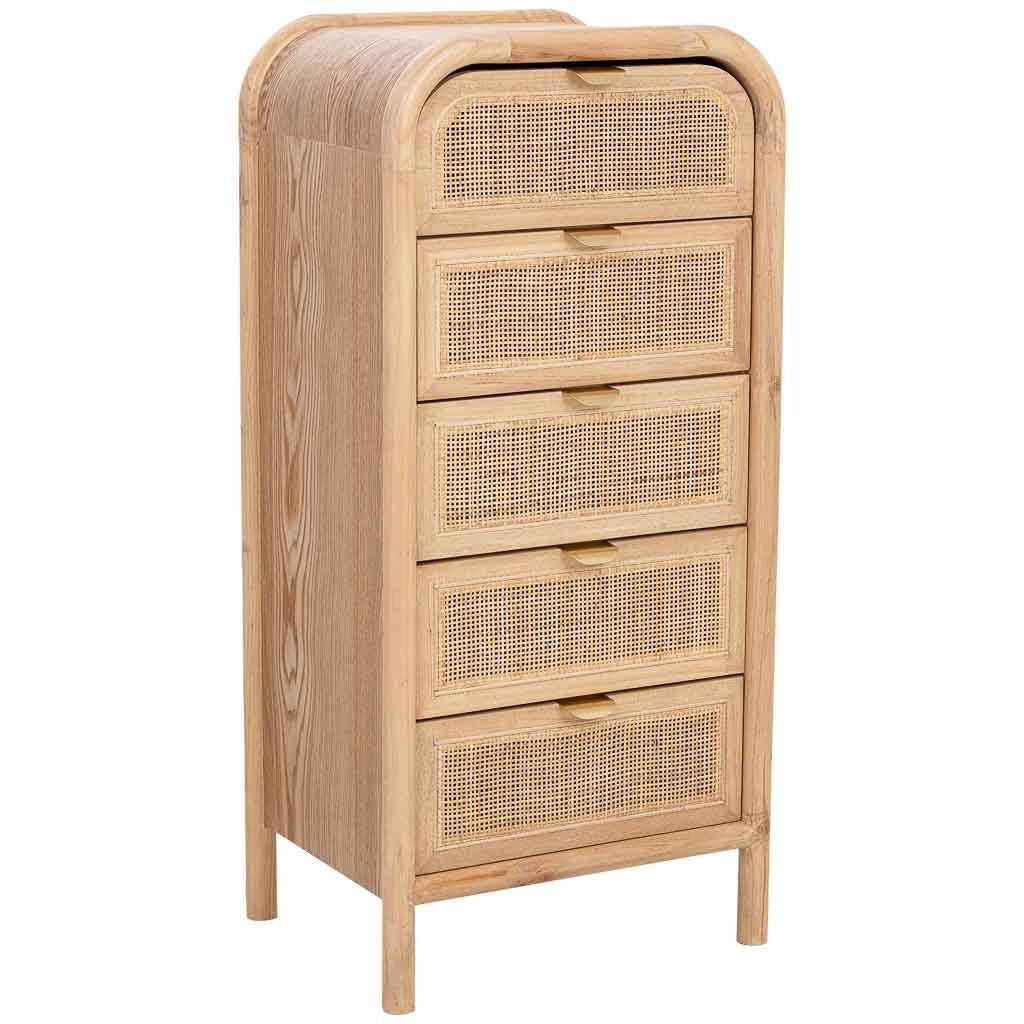 Cassapanca in legno e rattan marrone 46x37x100h cm