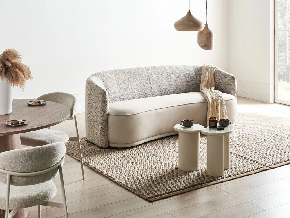 Divano 3 posti in Tessuto poliestere Due tessuti Beige chiaro stile moderno