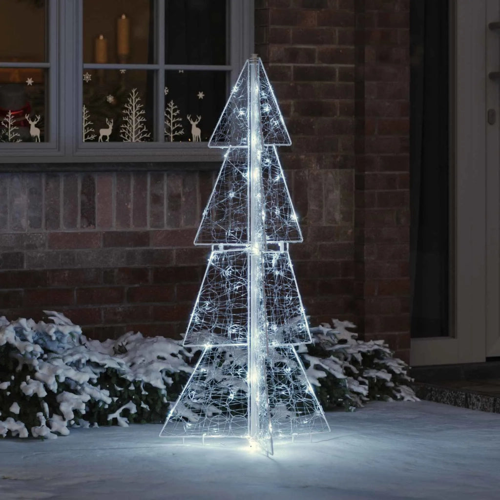 Albero di Natale con 100 LED Bianco Freddo 120 cm Acrilico