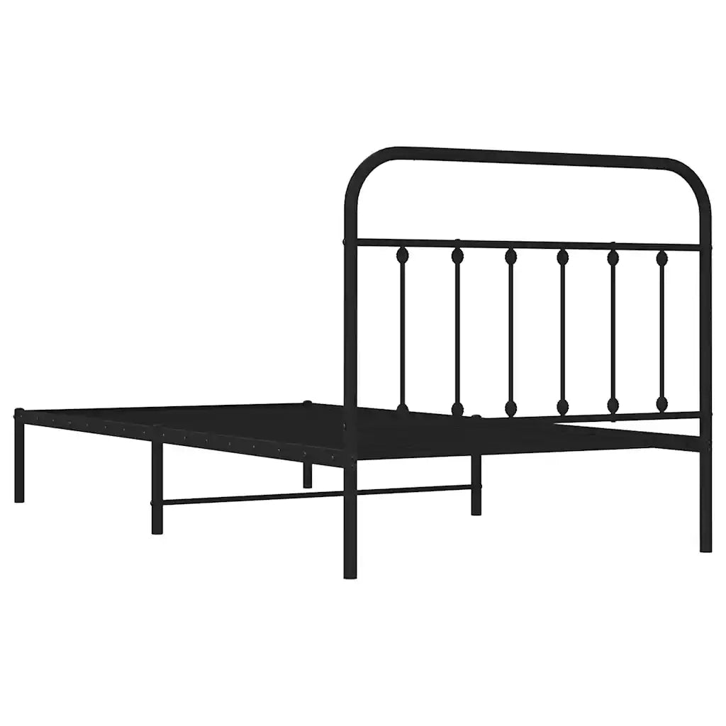 Letto singolo | Letto per adulti | Giroletto con Testiera Metallo Nero 100x200 cm