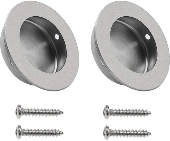 Maniglie per vano porta 2 pezzi - Maniglia rotonda verniciabile - Materiale 304 acciaio inossidabile - Borchie 50mm di diametro esterno - Design minimalista - Maniglia a trazione