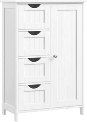Cassa da Bagno compatta con 4 ante e porta – Armadio libero con piastra regolabile – Armadio in legno per bagno, cucina o ingresso