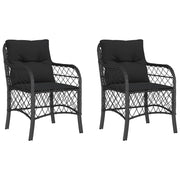 Sedie da Giardino con Cuscini 2 pz | Sedie da Esterno Nere in Polyrattan