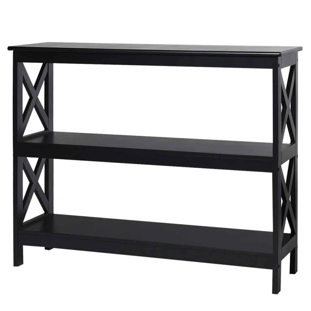 Tavolo consolle/tavolino laterale 100 x 33 x 80 cm con ripiano aperto stile rustico industriale MDF nero 20_0018730
