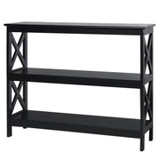 Tavolo consolle/tavolino laterale 100 x 33 x 80 cm con ripiano aperto stile rustico industriale MDF nero 20_0018730