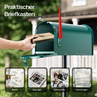 Cassetta postale americana in acciaio zincato verde con materiale di montaggio