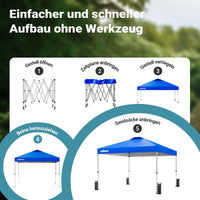 Gazebo pieghevole pop-up blu, 3 x 3 m con ruote Tenda per fiere eventi mercati