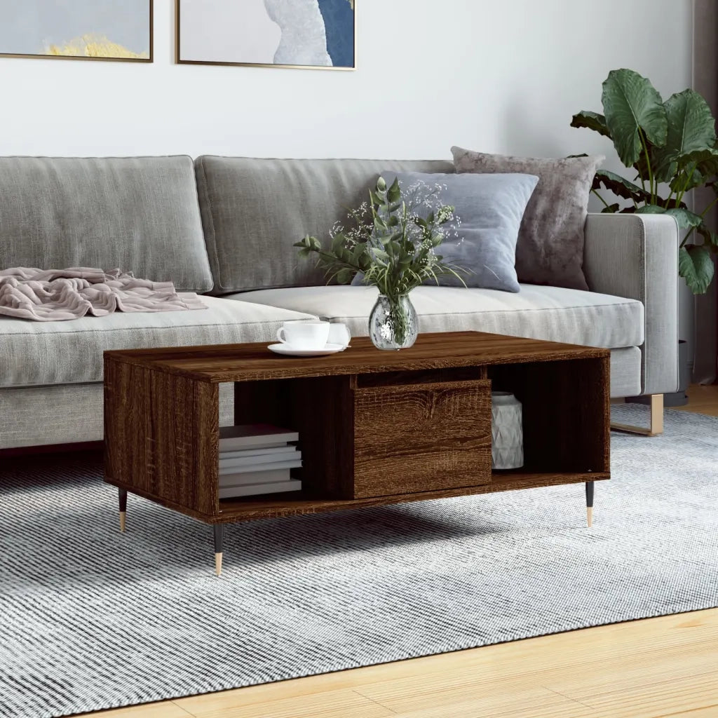 Tavolino da salotto | Tavolino da caff¨¨ | Tavolino da Soggiorno Rovere Marrone 90x50x36,5 cm in Multistrato