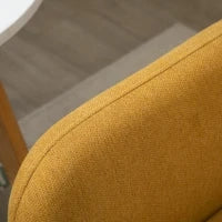 Divano Doppio Rivestimento con Cuscini, Divanetto in Tessuto, Design Compatto Moderno a Due Posti, Regolabile in Altezza, Vellutato, Poliestere, Gomma, Legno, Schiuma, 130 x 70 x 80 cm, Naturale e Giallo