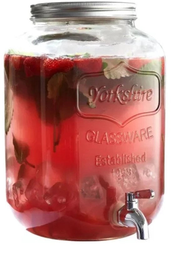 Dispensatore - 8L - Dispensatore di Bevande in Vetro - Dispensatore di Bevande - Dispensatore Organizzato - Translucido Bianco
