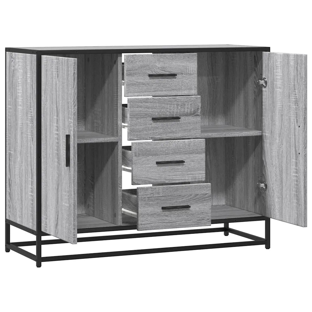 Credenza Grigio Sonoma 92x35x76 cm in Legno Multistrato