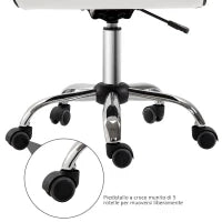 Sedia da Ufficio Ergonomica, Sedia Girevole Altezza Regolabile in Pelle Sintetica 46 × 51 × 80-92cm