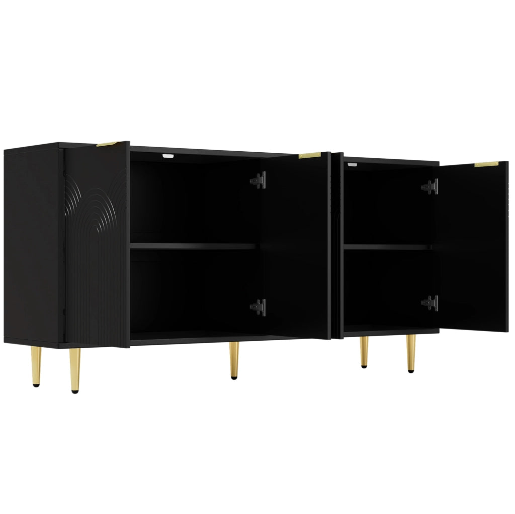 Credenza contenitore 160x40x80 cm nera - 4 ante e ripiani regolabili