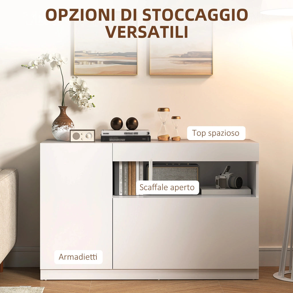 Credenza Moderna con Ante Ammortizzate ¨C Xylo ¨C Bianco con Ripiani Regolabili