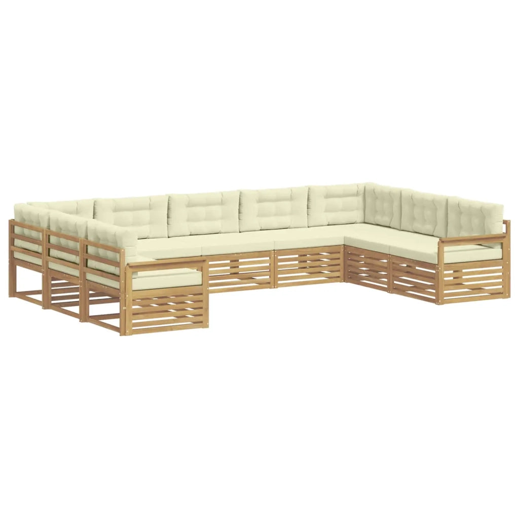 Set di divani da esterno 9 pz Bianco e Crema 3391140